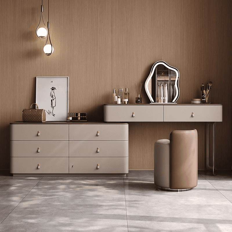 Multi-Purpose Tan Vanity Set with Lighting, Scalable Push-Pull, Adjustable Touch and Brightness - image 4