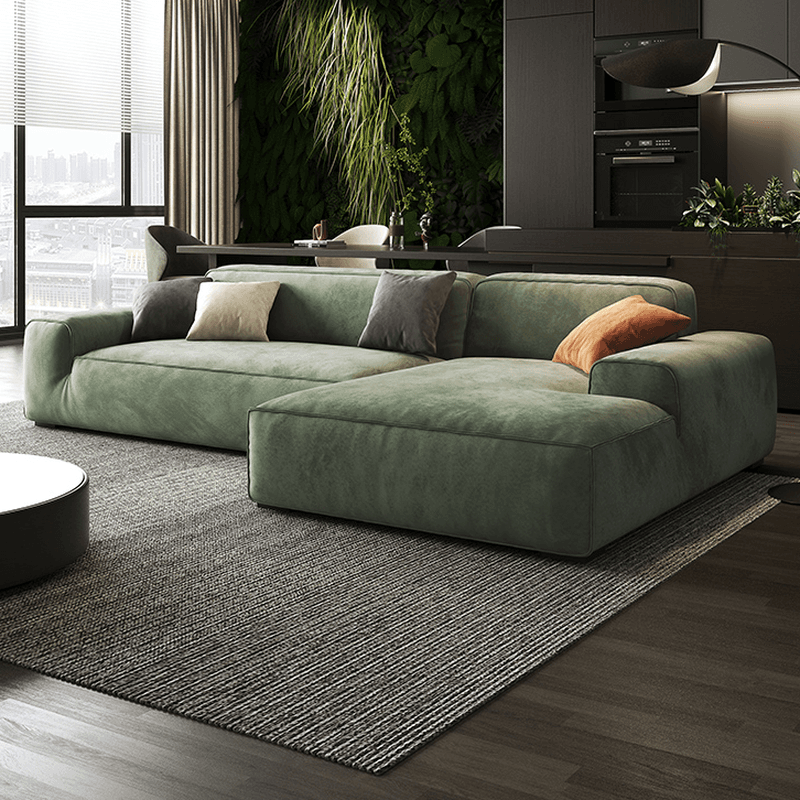 Living Room Use L-Shape/Straight Pine Green Right Hand Facing/Horizontal Sofa Chaise/Sofa with Concealed Support