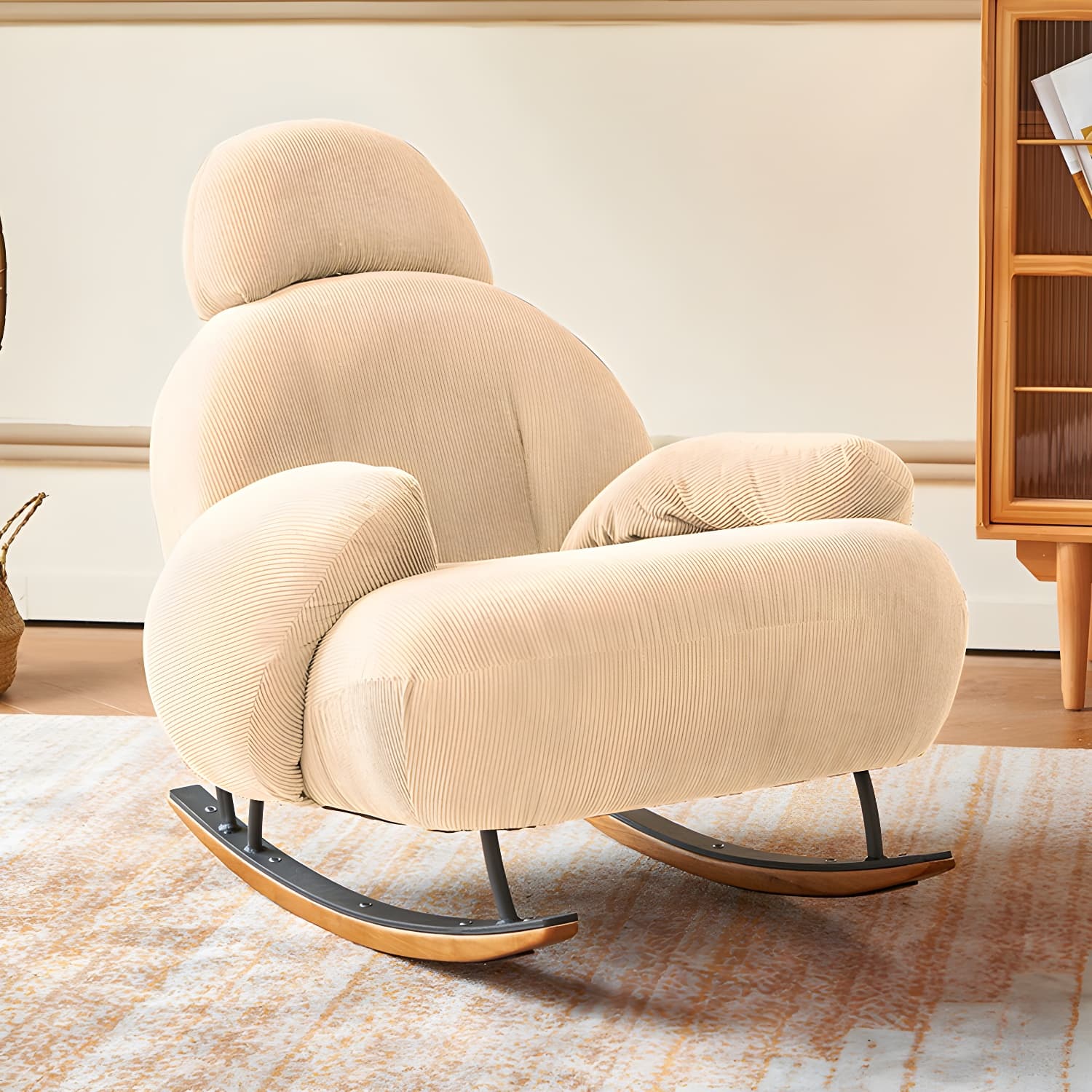 Rocking Accent Chair Solid Wood Contemporary Living Room Spindle - image 11