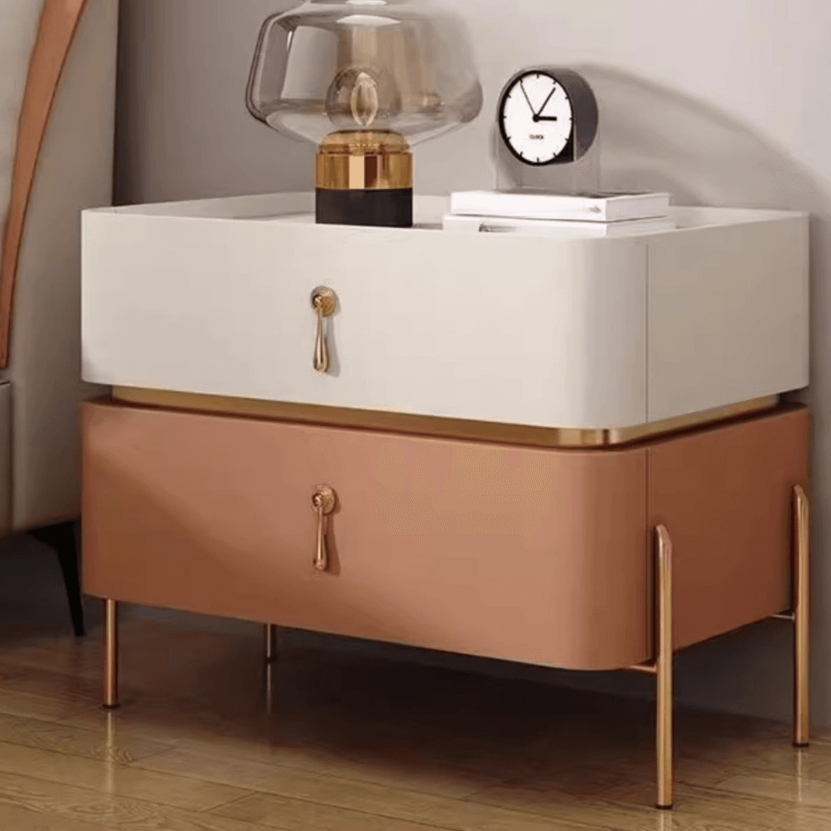 Organic Modern Stone Drawer Storage Nightstand with Leg & 2 Drawers - image 8