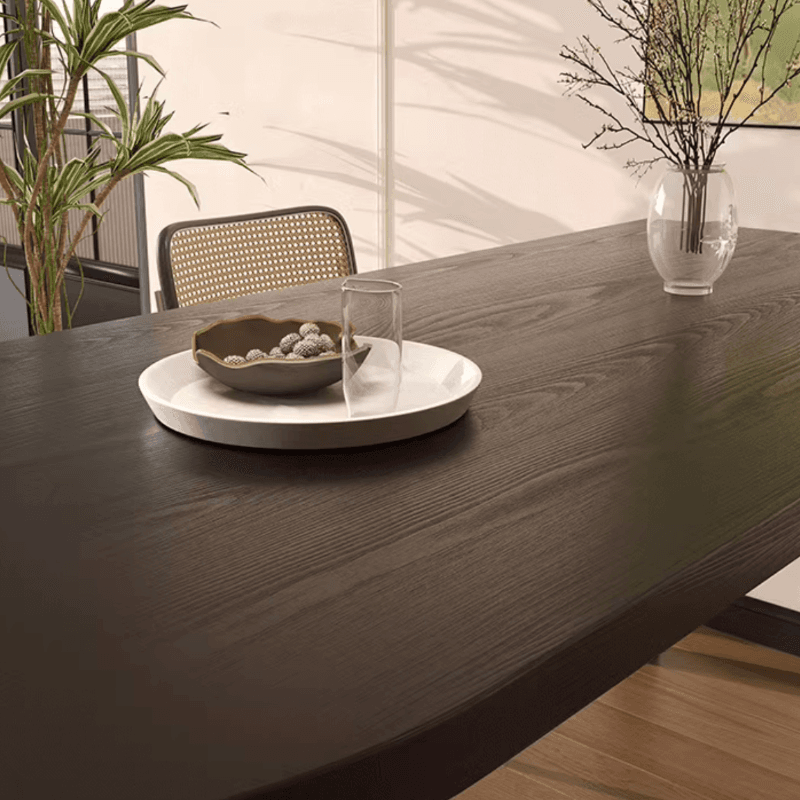 Curved Line Wood Slab Dining Table Set with Three Legs - image 6