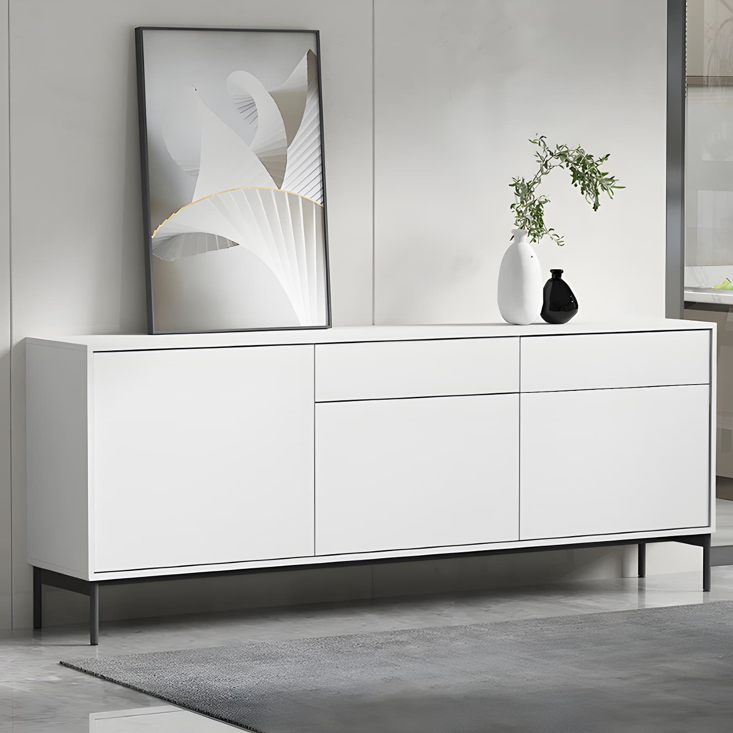Wooden Rectangle Sideboard Cabinet Modern Kitchen Sideboard for Home - image 15