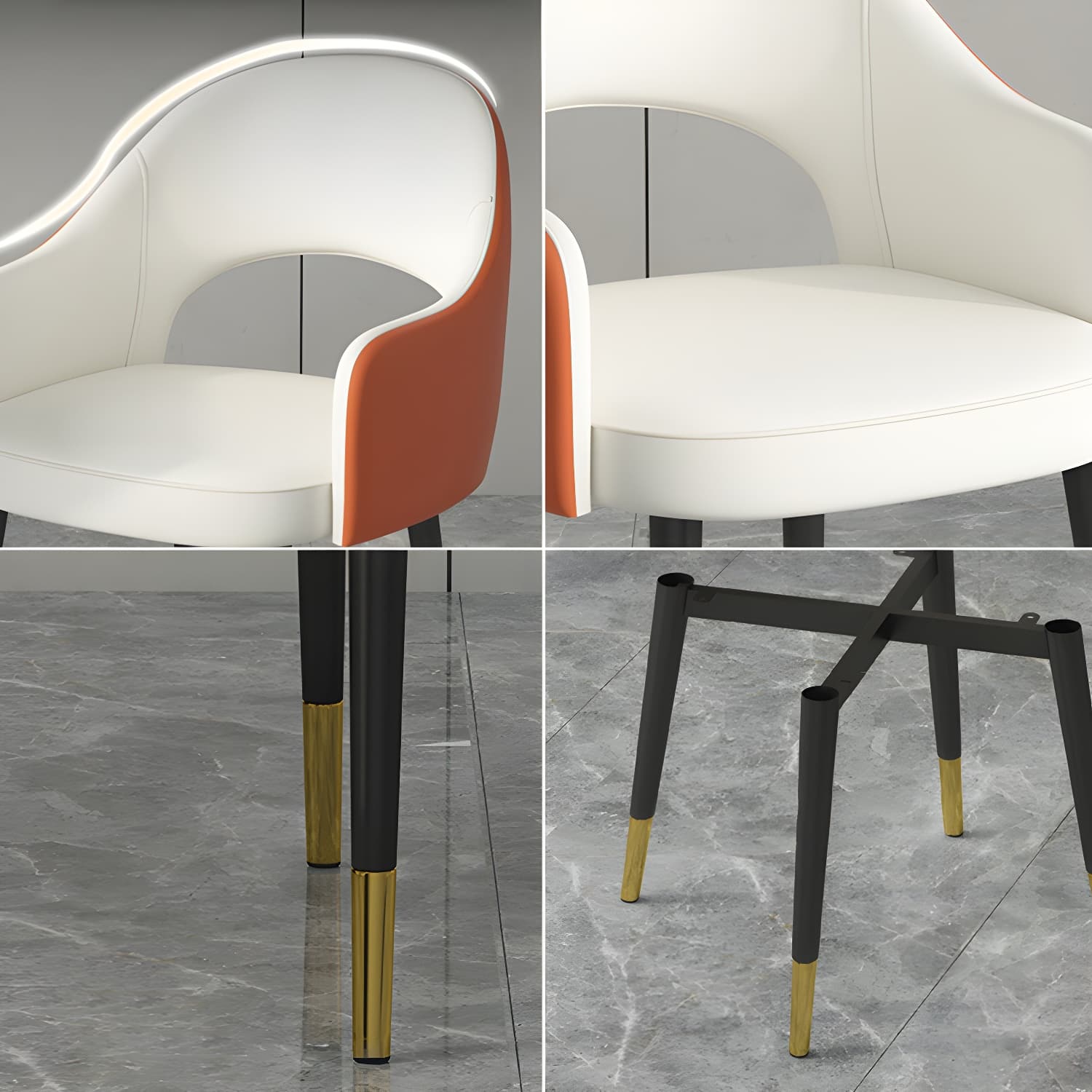 Contemporary Leather Dining Room Chairs Open Back Dining Side Chair for Home Use - image 14