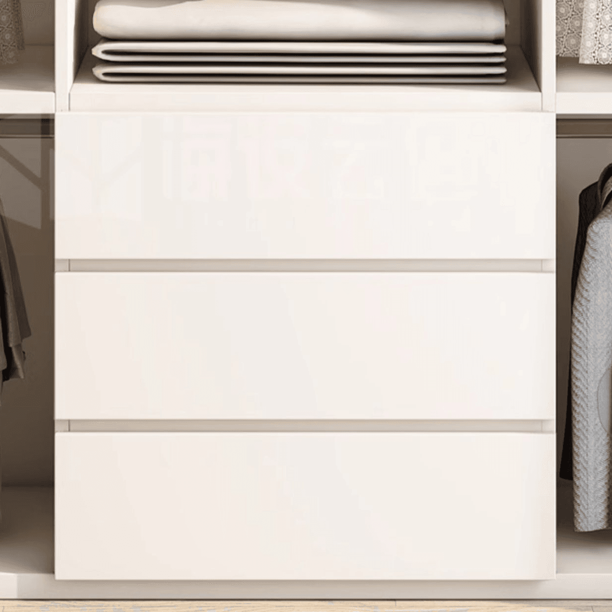 Minimalist Chalk Wooden Cabinet Armoire with Soft Close Drawer, Soft Close Door, Interior Shelves, and Clothing Rod - image 6
