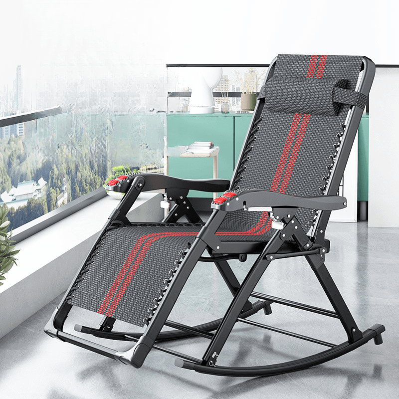 Black/Walnut/Eggplant Color Contemporary Alloy Rocking Armchair with Track Arm - image 11