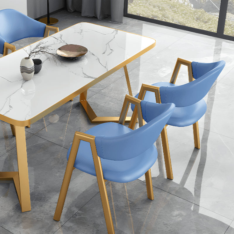 Luxurious Dining Table Set with Sleighing Base, Padded Chair with Back and Armrest, 5-piece White Finish - image 13