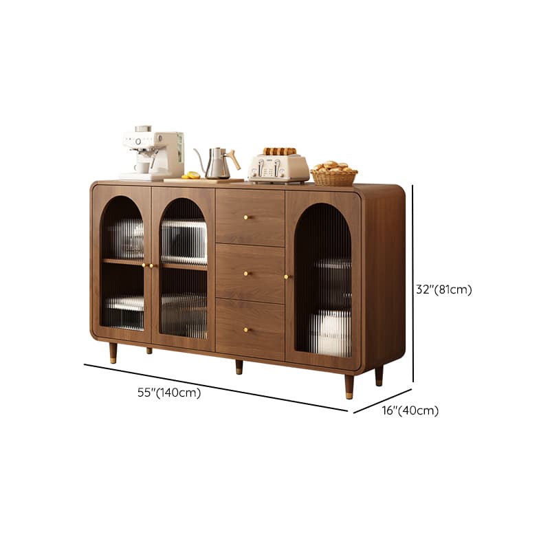 3 Drawers Modish Tan Standard Sink Cabinet with Glass Doors, 2 Shelves/1 Shelf, and Cabinets - image 11
