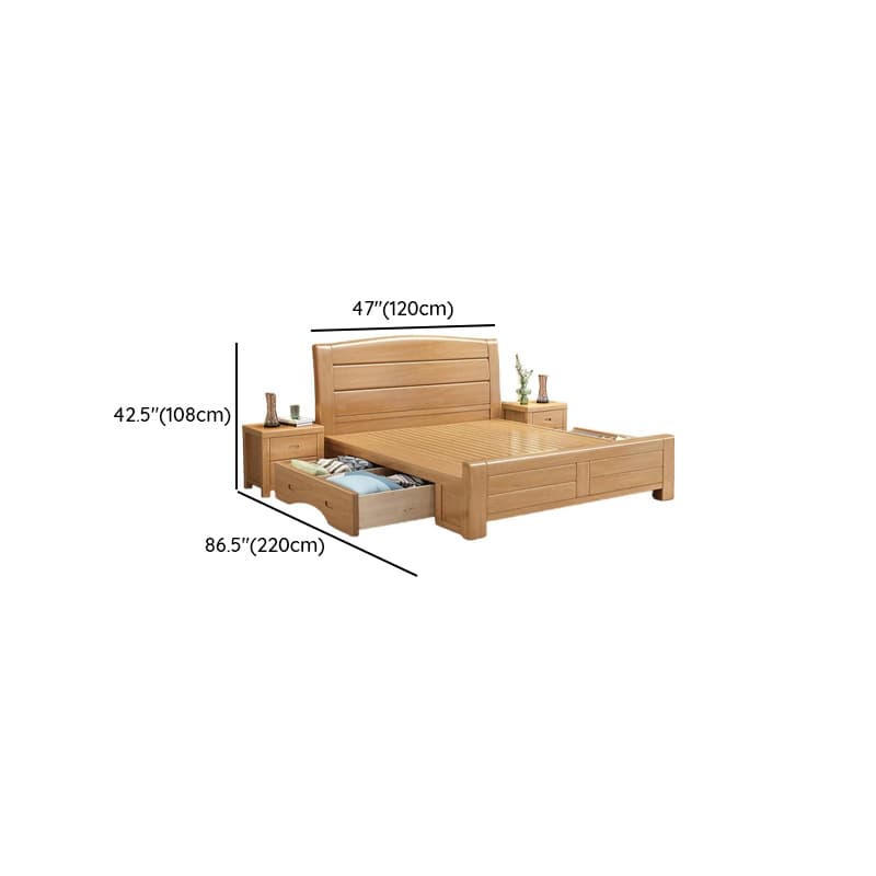 Natural Finish Solid Color Lumber Storage Bed/Pallet Bed Frame with 2 Storage Boxes, Bedroom - image 15