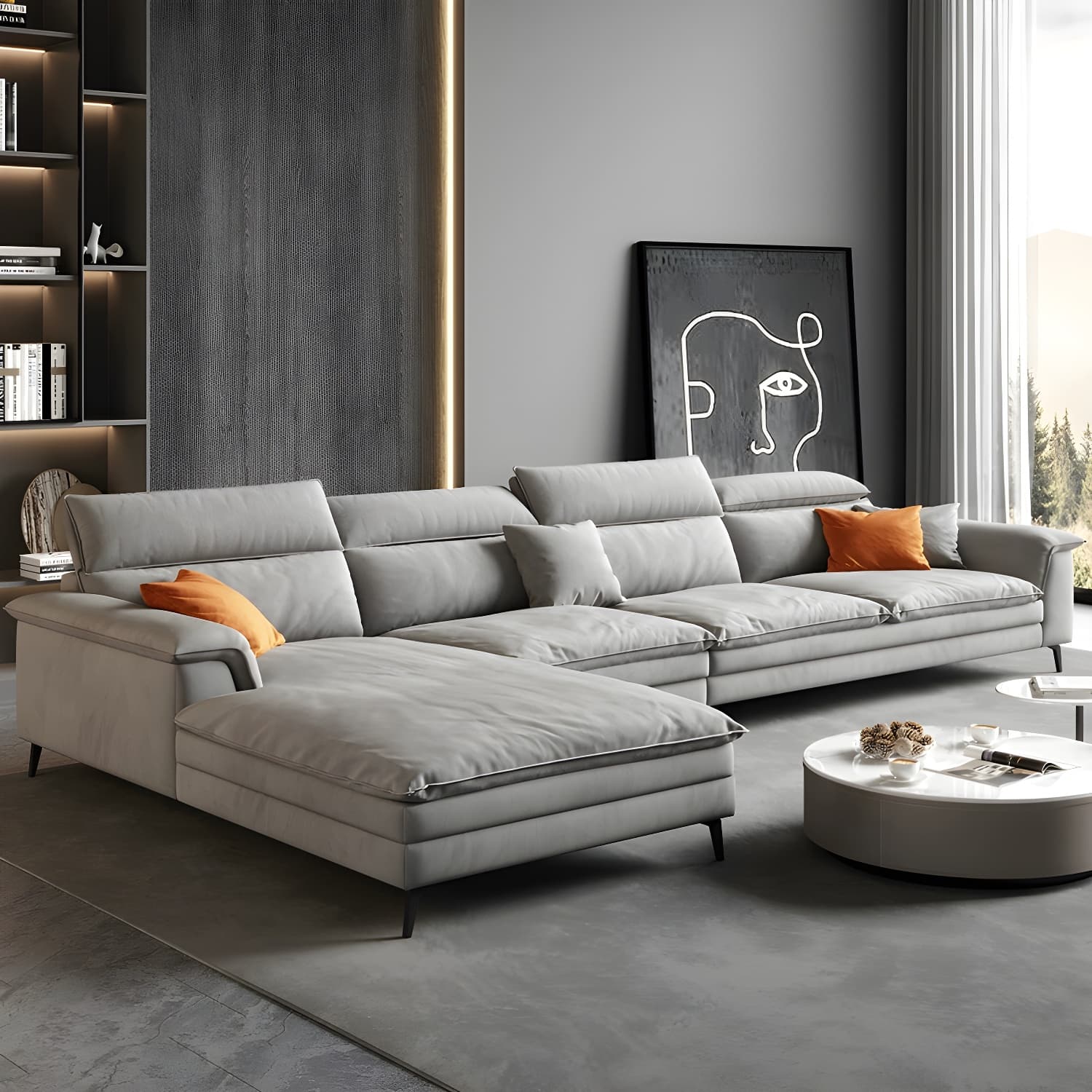 Tech Flannel Upholstered Modular Sectional Sofa in Assorted Colors