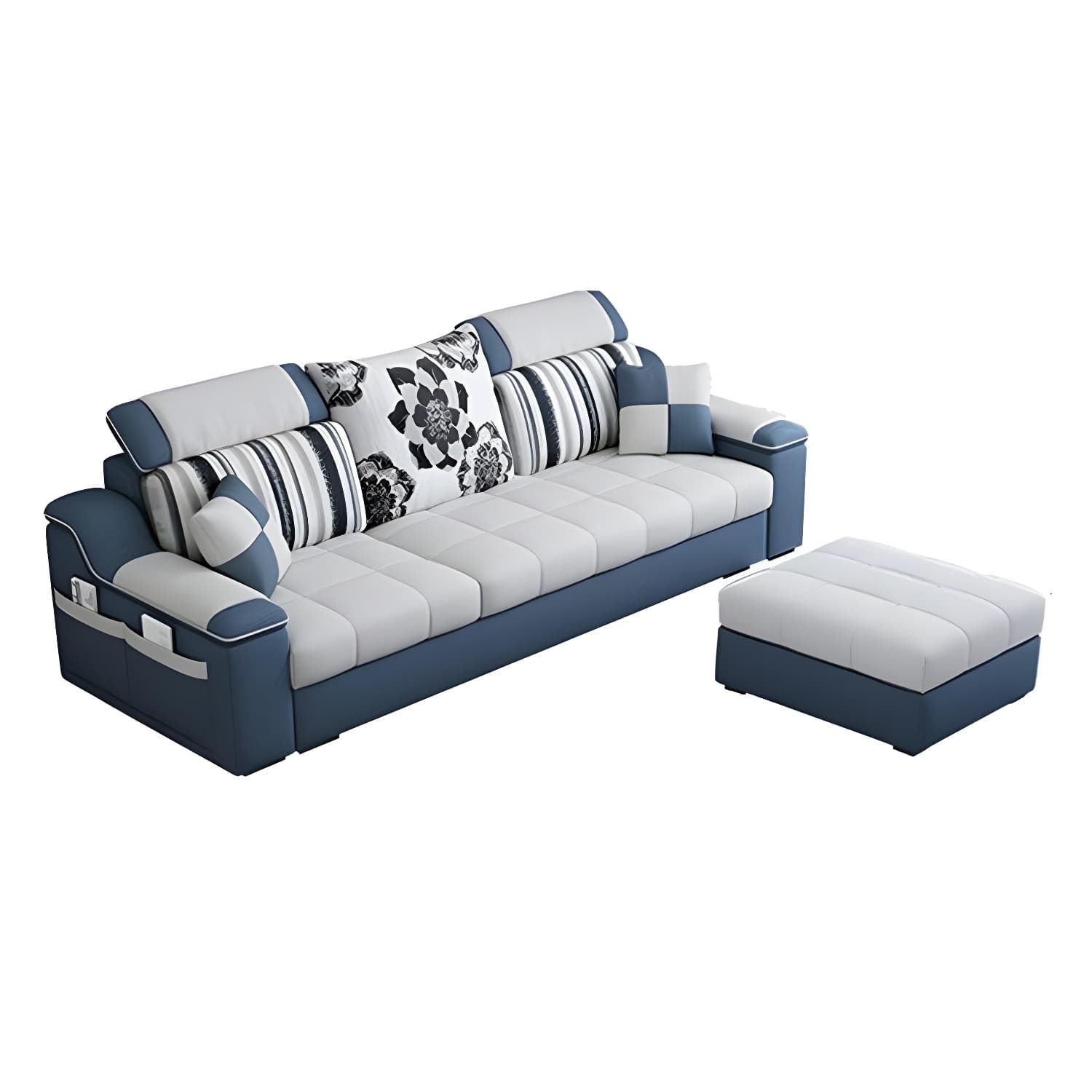 Reversible L-Shape Scandinavian Sectional Sofa with Ottoman and Adjustable Headrest in 2 Piece Set - image 14
