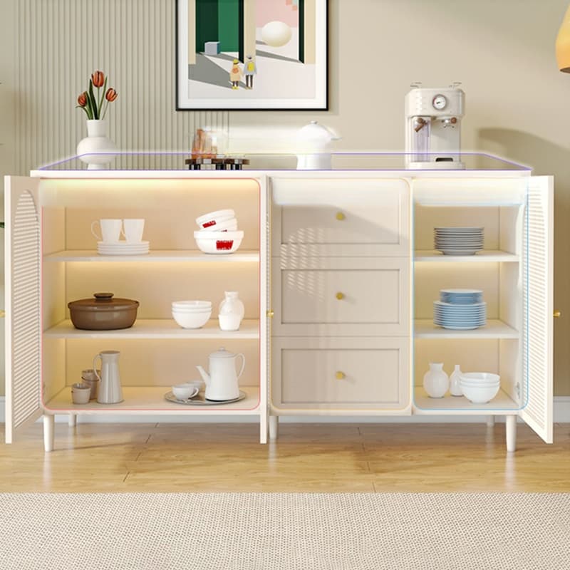 White Modern Sideboard Credenza with Cabinets and Reserve Installation Holes, Full Assembly Required - image 12