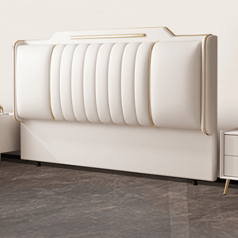 Modern Simple Style Panel Headboard in Natural Wood with No Distressing, Stepped Shape for California King/King/Queen Bed, Sponge Upholstery Fill, Standard Height - image 10