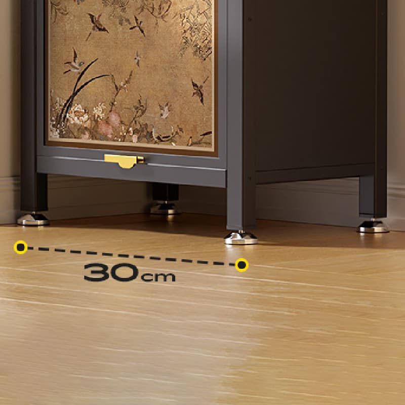 Damp-proof Scratch-immune Steel Accent Cabinet with Glazed Door and Grip Bars in Matte Black, Stain Resistant - image 7
