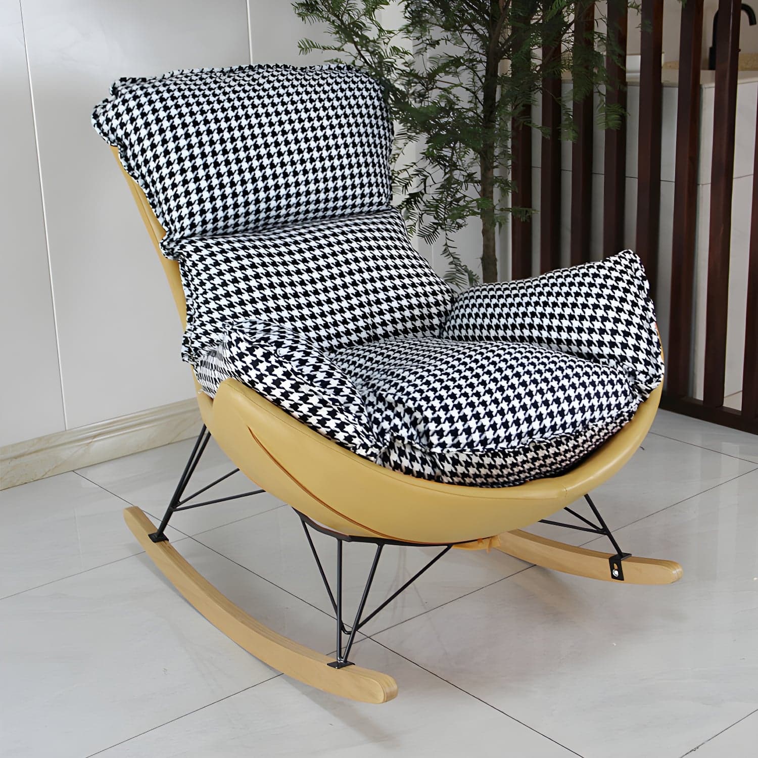 Modern Glider Chair Upholstered Removable Cushions Rocking Chair with Dark Legs - image 14