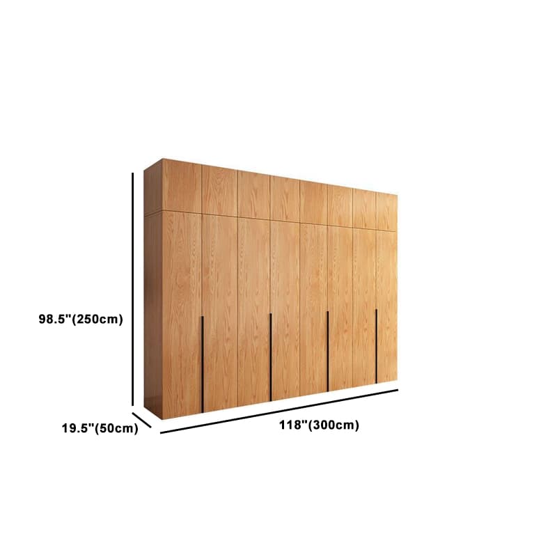 Natural Wood Freestanding Wardrobe Closet with Natural Doors - image 32