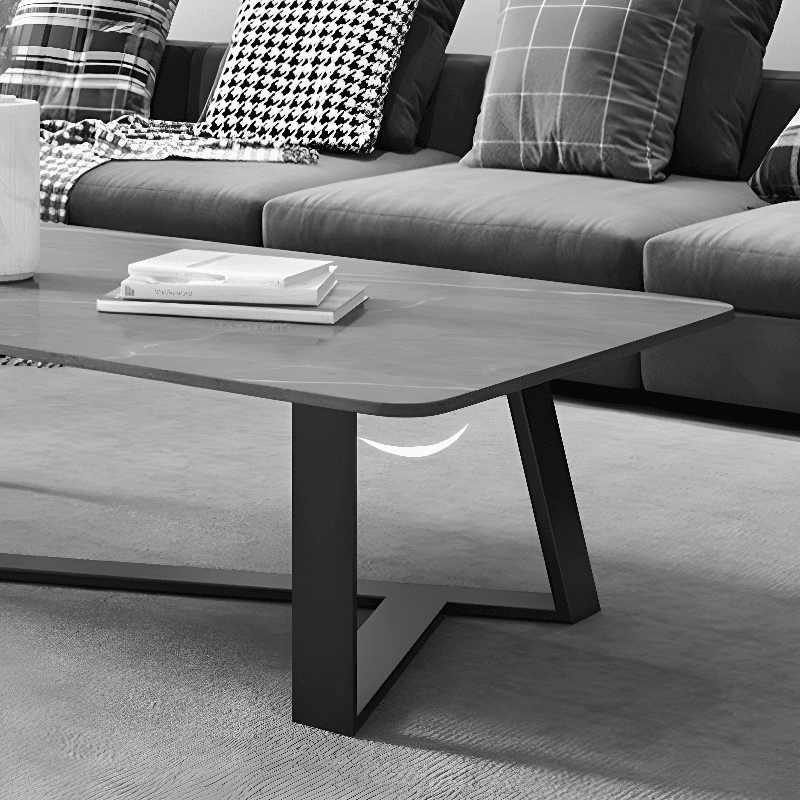 Funky Square Sintered Stone Coffee Table with X Base, Scratch-immune, and Single Set - image 9