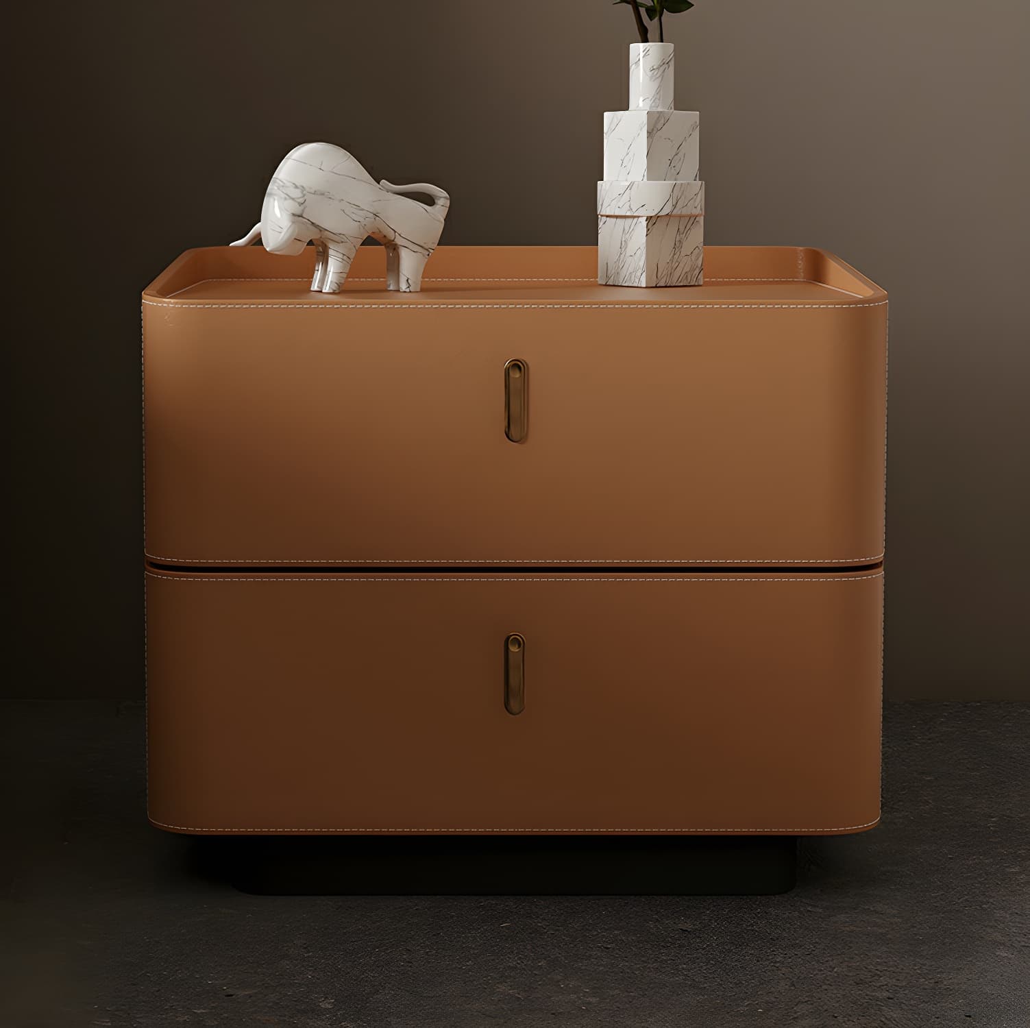 Modern Wood Grain Design Solid Wood Nightstands with Two Drawers - image 10