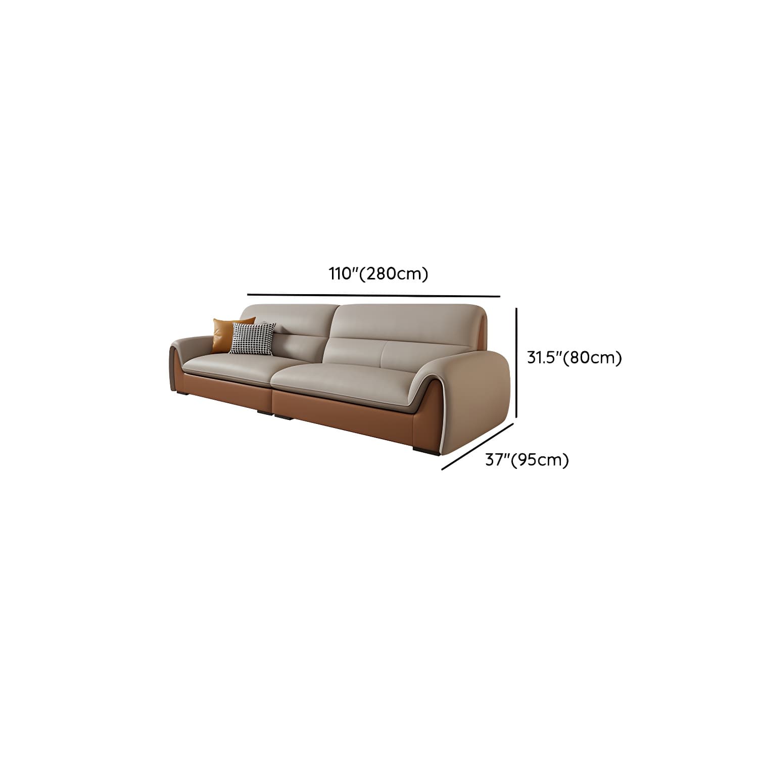 Modern Brown Leather Pillow Top Sectional Sofa with Wood Frame - image 13