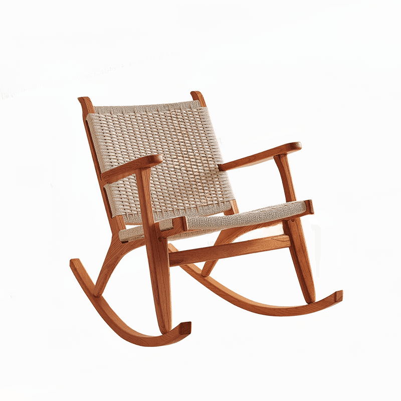 Wood Front Porch Rocking Chairs with Rear Back, Stationary