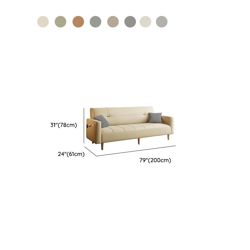 Trendy Solid Color Scratch-immune Convertible Sofa in Grey/Beige/Ecru with Arm, 4-seater/2 People/Seats 3, and 2 Pillows - image 17