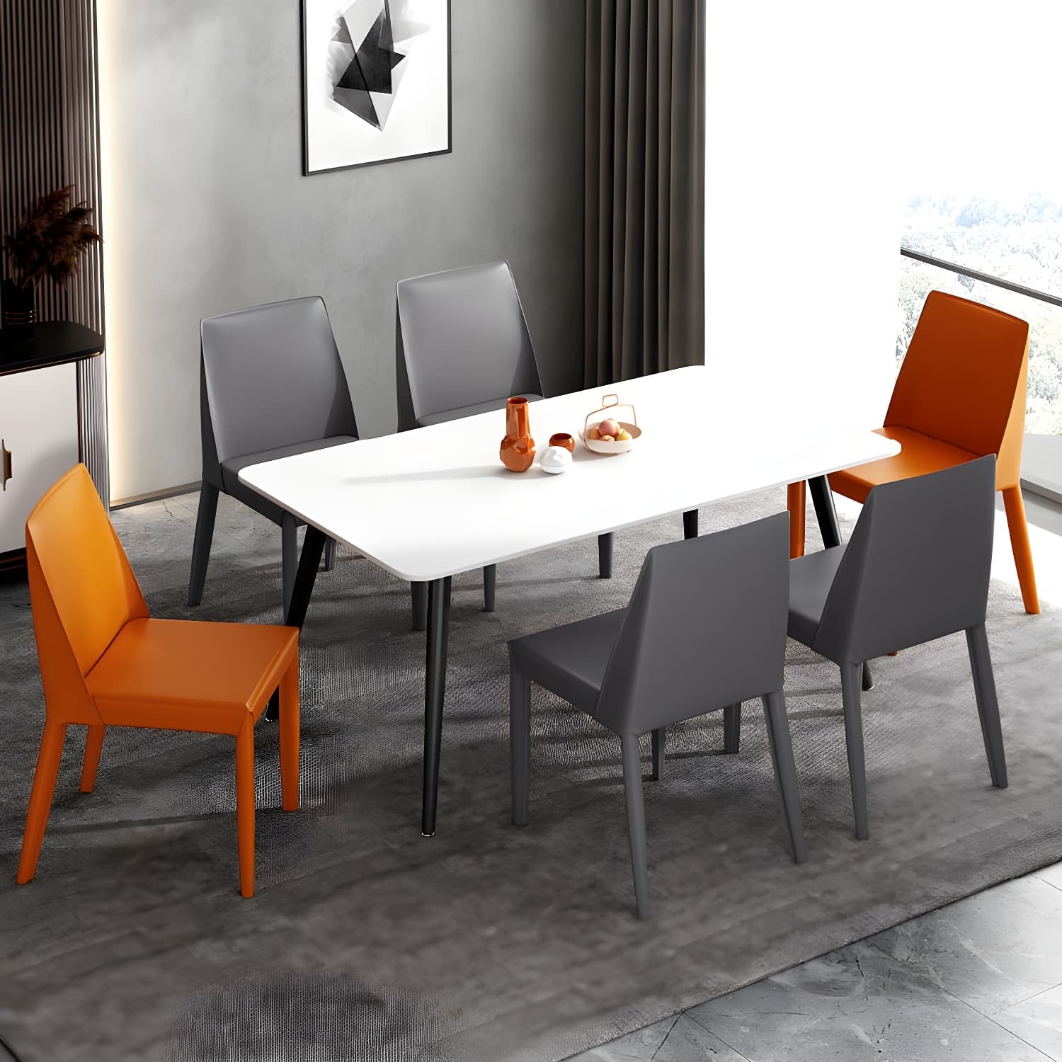 Modern Leather Dining Chair Parsons Furniture with Steel Legs in Matte Finish for Home - image 14