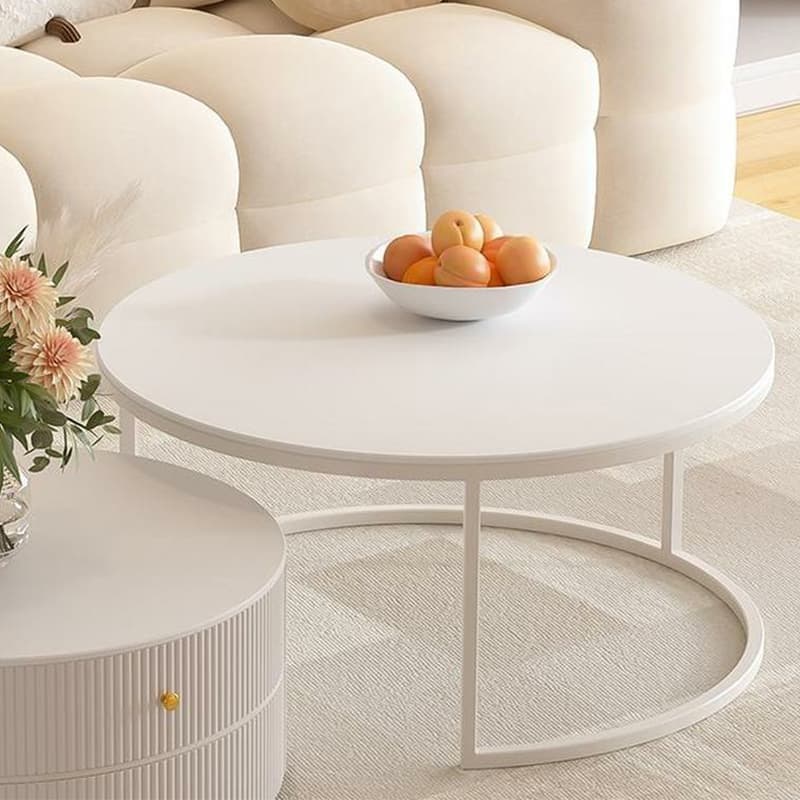 Round Coffee Table - Modern Style, Standard Size, Non-Upholstered, 2 Drawers, Scratch Resistant - image 8
