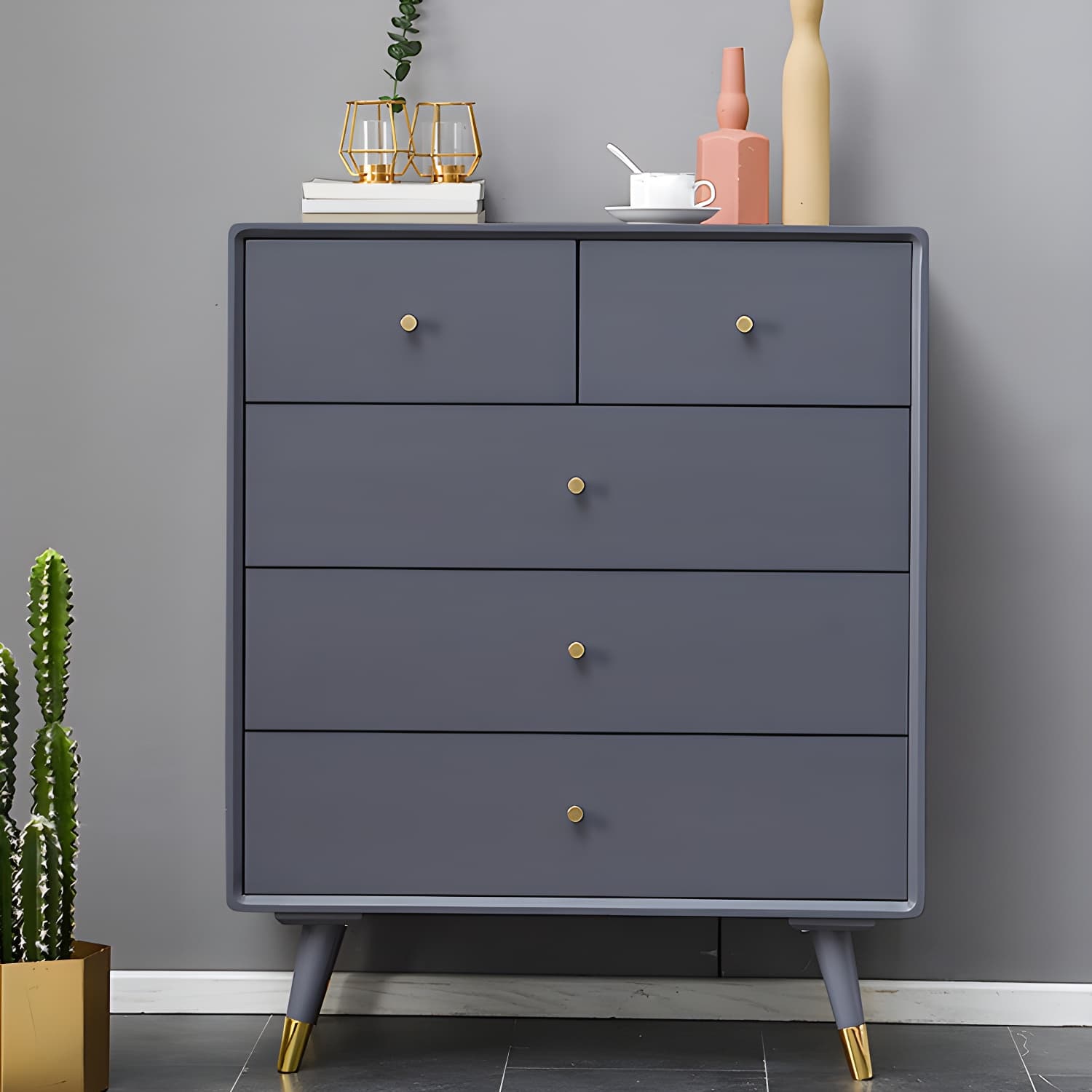 Solid Wood Accent Chest Mid Century Drawers Included Cabinet - image 5