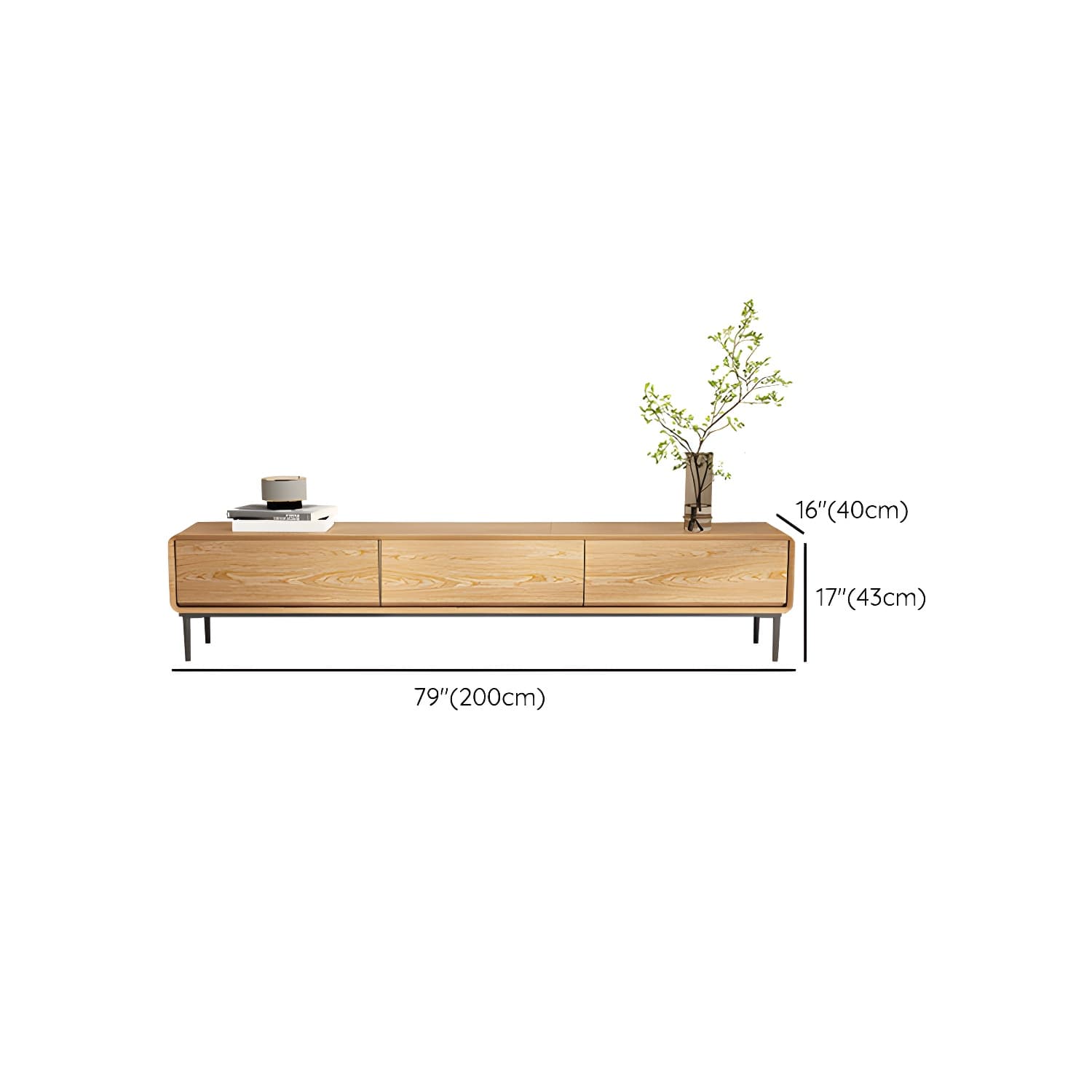 Contemporary Wood Media Console TV Stand in Natural with Drawers - image 22