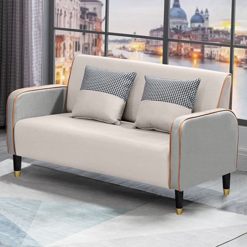 Contemporary Solid Color Tear Resistant Standard Sofa in Light Gray/Olive Green/Ivory, Seats 3 with 2 Pillows