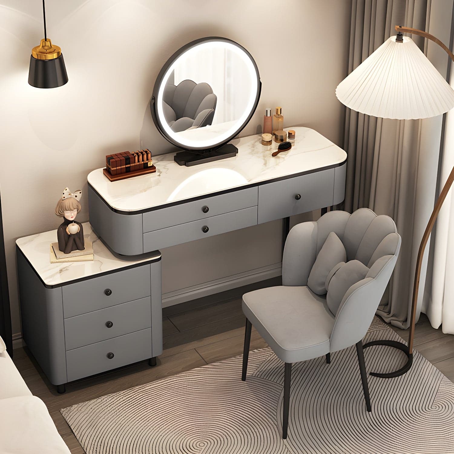 Contemporary Stone Vanity Desk Removable Vanity Dressing Table
