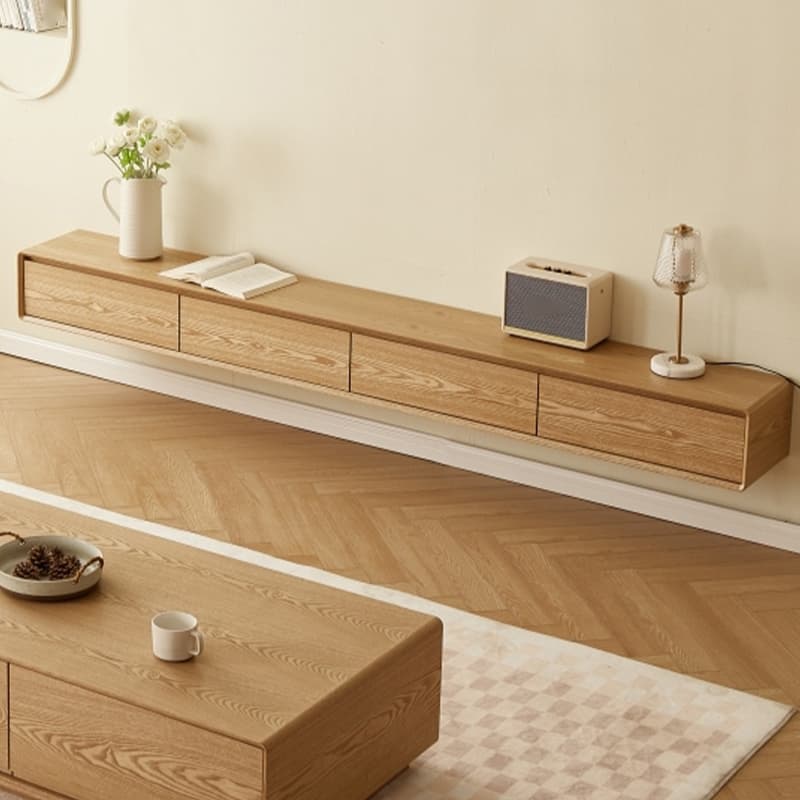 Contemporary Floating Wood TV Stand with 2-Drawer/4 Drawers and 2 Cabinets/1-Cabinet - image 12