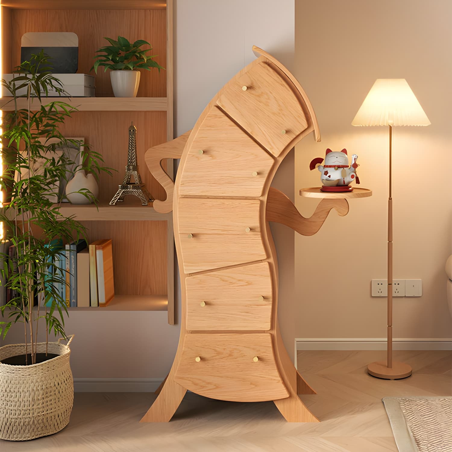 Scandinavian Style Rectangle Accent Chest with Wood Counter Top and Drawers - image 4