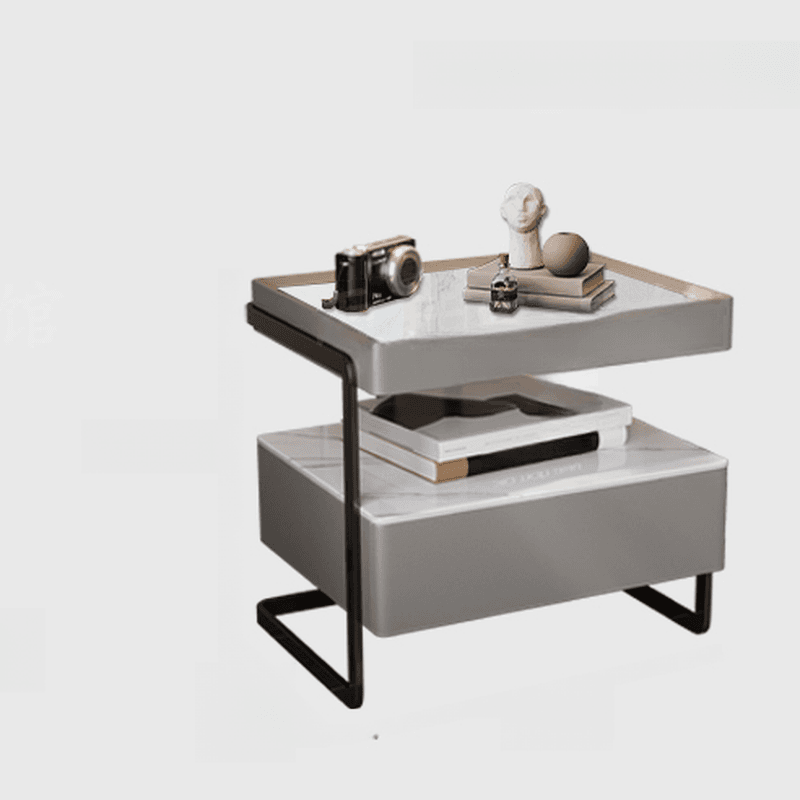 Modish Open Nightstand with 1 Drawer and Stone Countertop - image 5