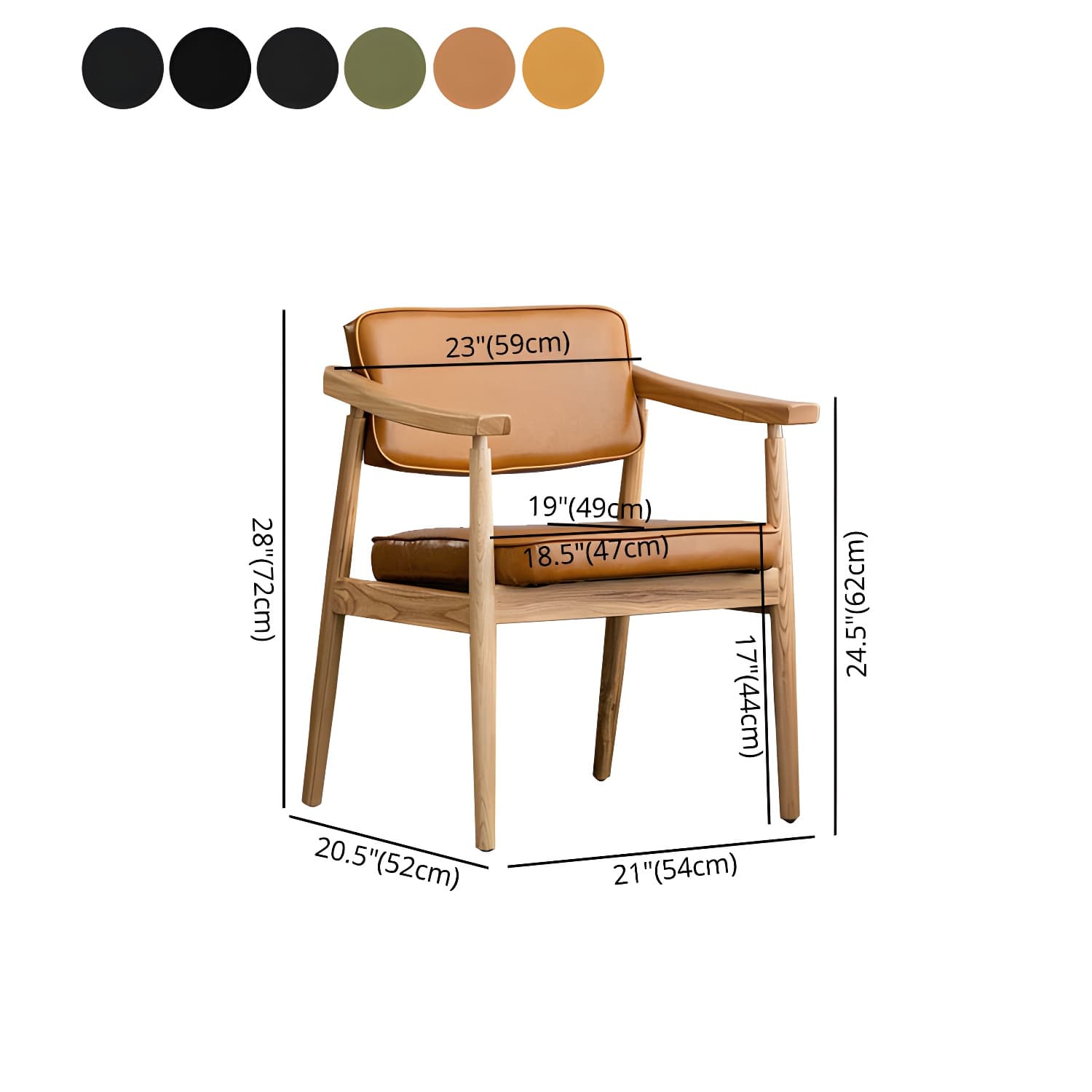 Traditional Style Dining Chairs Kitchen Arm Side Chairs with Wooden Legs - image 19