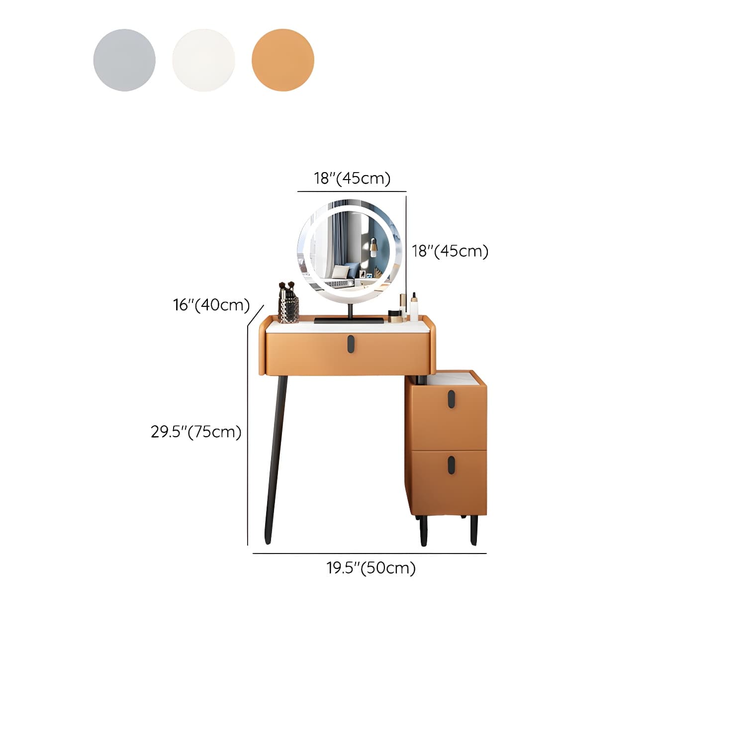 Contemporary Vanity Dressing Table Set with Mirror and Stool - image 18