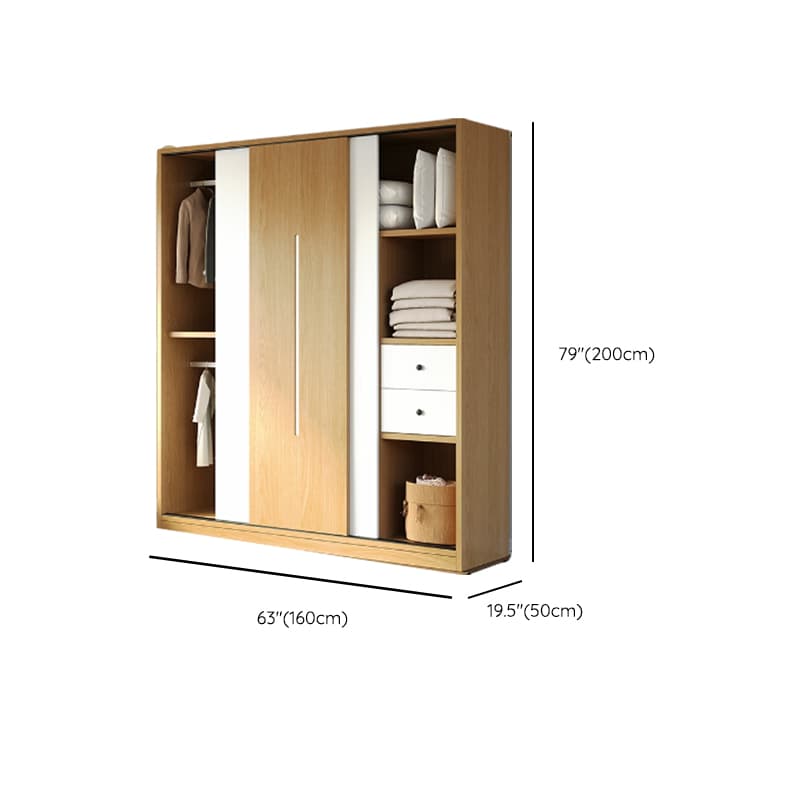 Natural Color Minimalist Cabinet Armoire with Soft Close Drawer, Soft Close Door & Interior Shelves - image 12