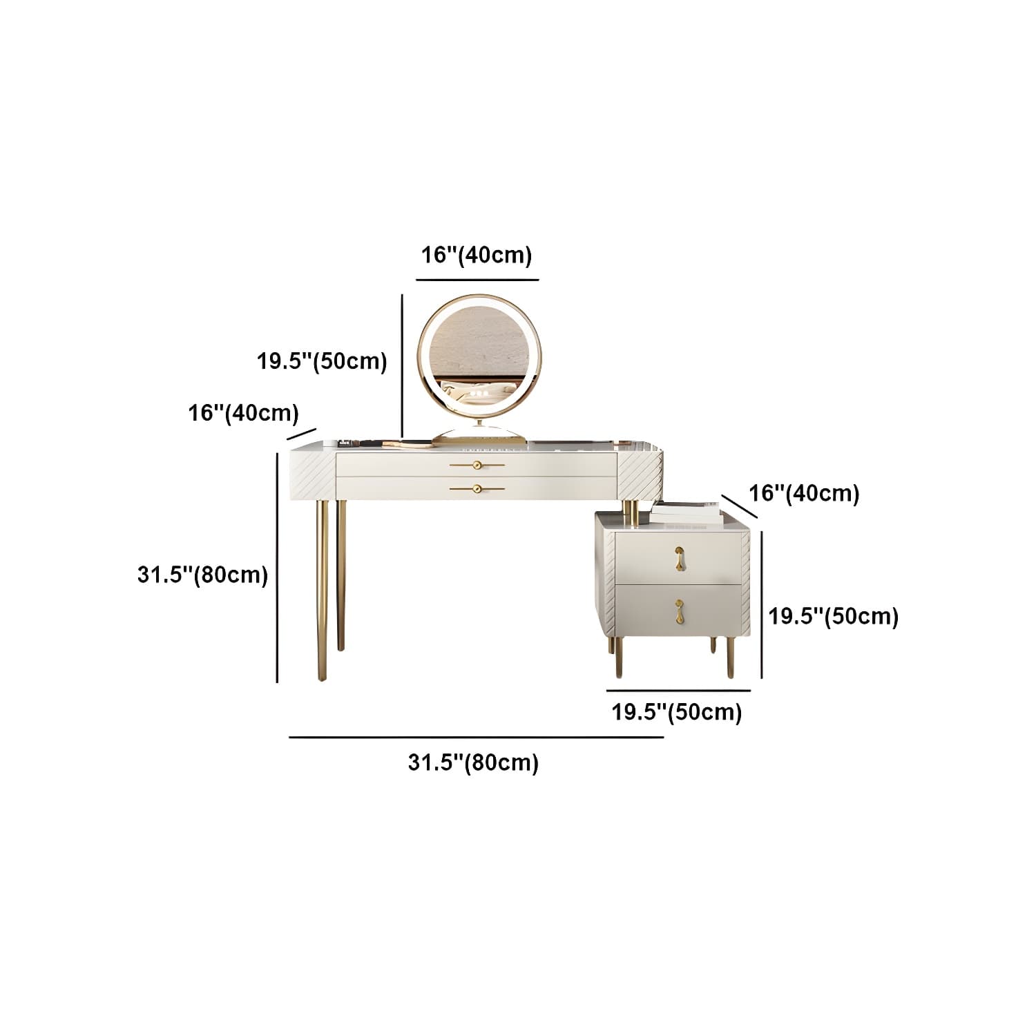 Glam Style Solid Wood Dresser with 4 Drawers Off-white Metal Base - image 10