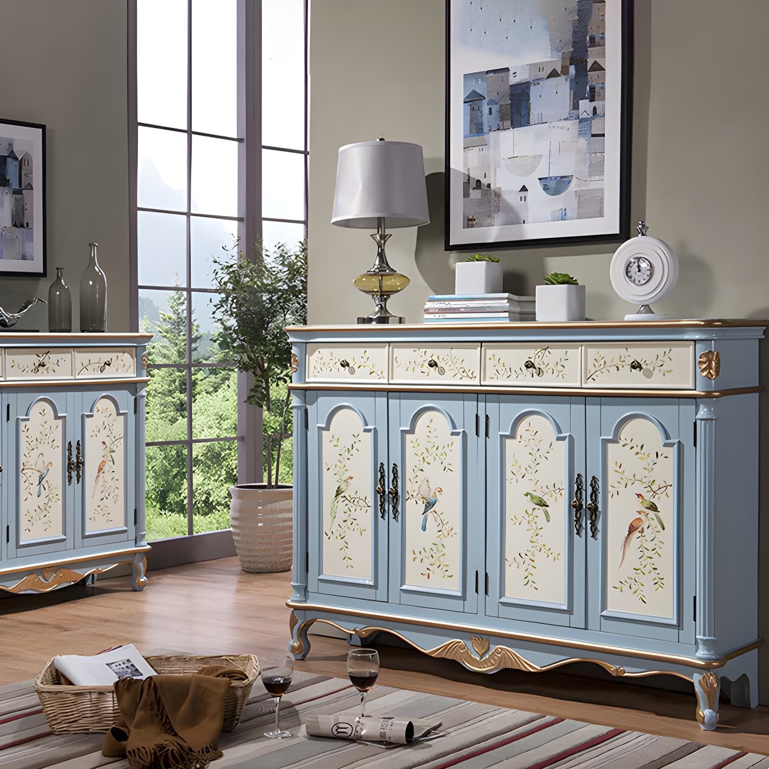 Glam Style Wood Sideboard with Drawers Dining Server for Kitchen - image 7