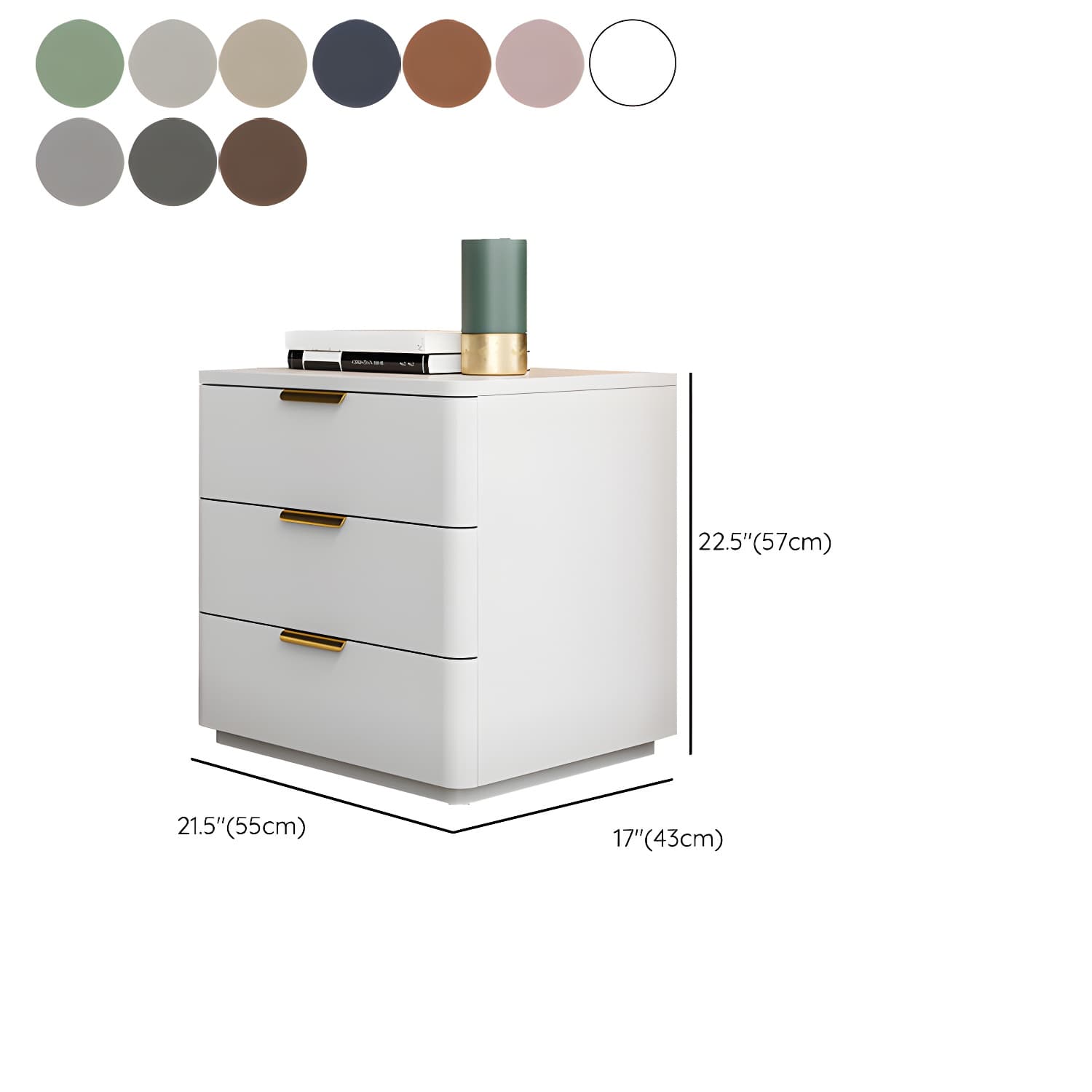 Contemporary Accent Table Nightstand Leather Nightstand with 3 Drawers - image 19
