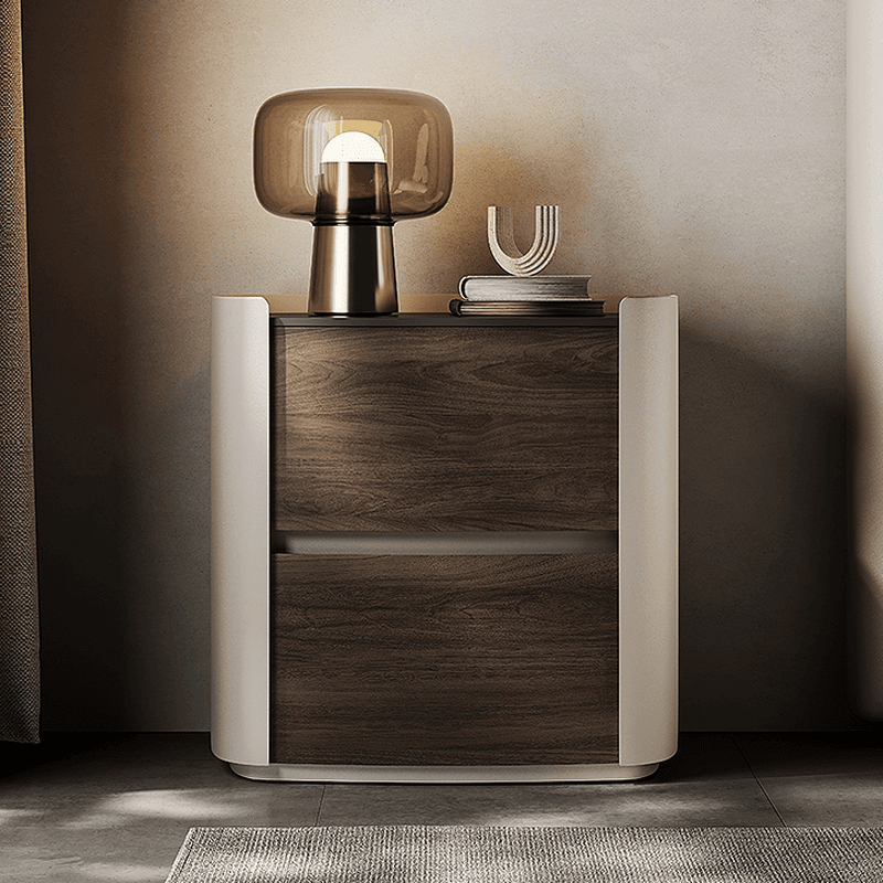 Contemporary Sintered Stone Countertop 2 Drawers Nightstand With Drawer Organization - image 6