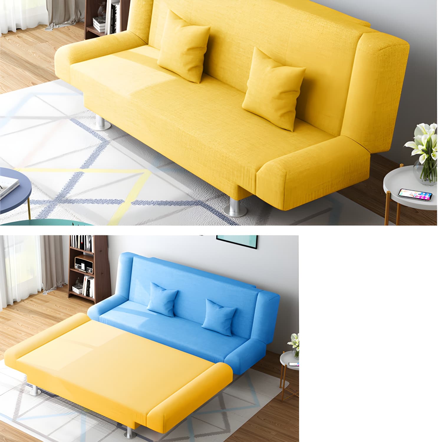 29.53"H Linen Armless Convertible Sleeper Sofa Bed for Living Room - image 18