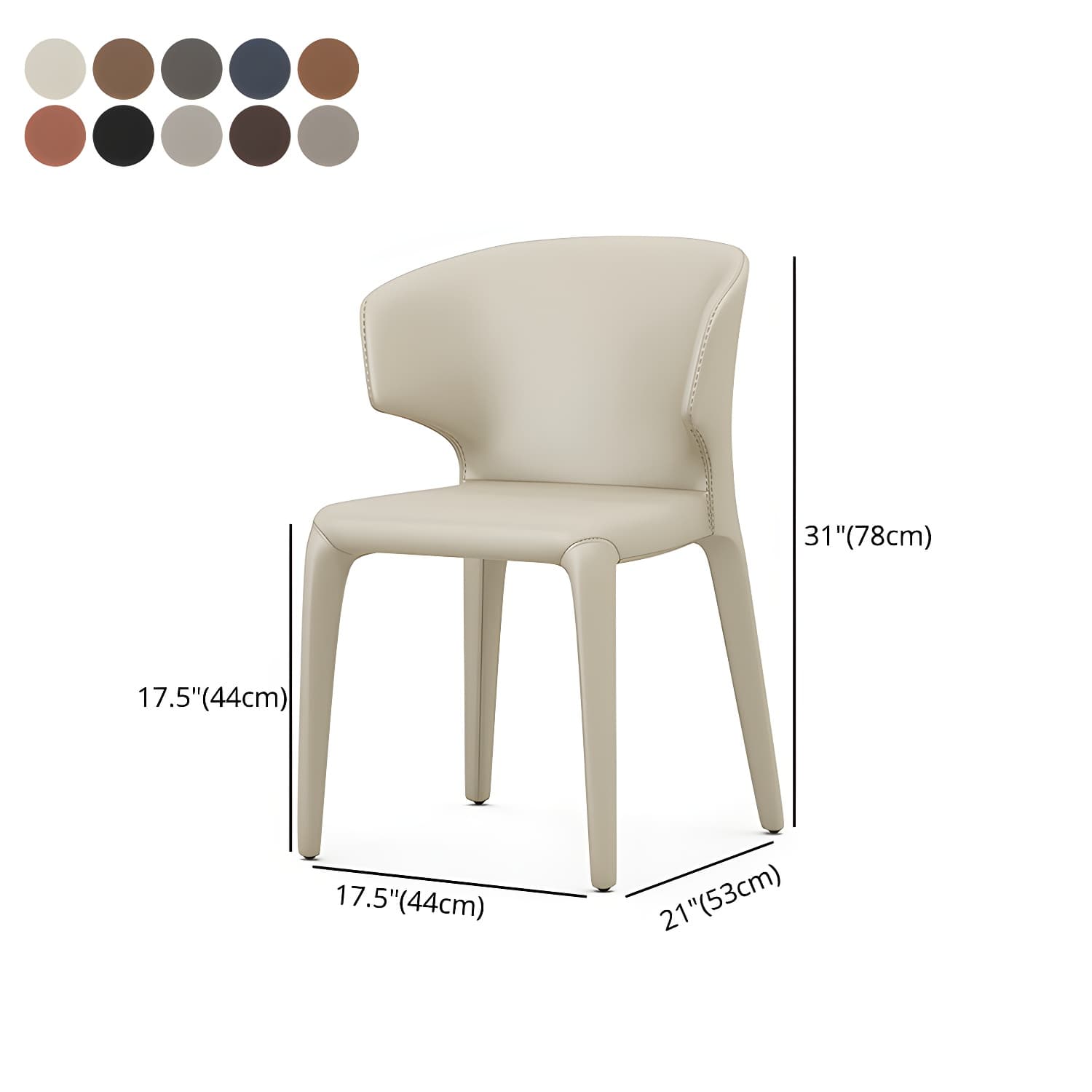 Designer Style Leather Arm Chair Wingback Matte Finish Single Dining Chair - image 19