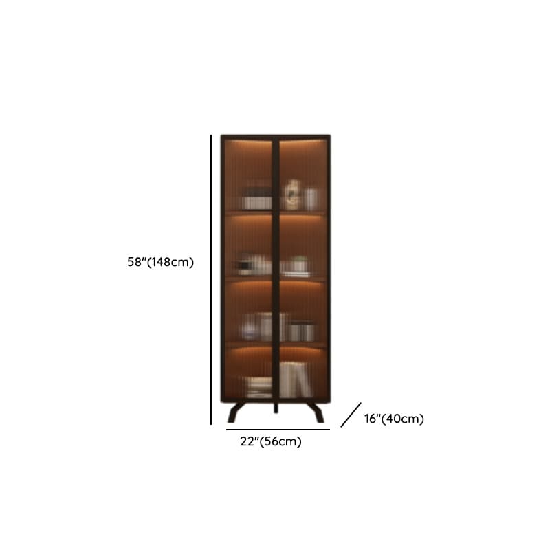 Simple Corner Accent Cabinet with Closet, Laminate, Glazed Door, and Brown Top - image 7