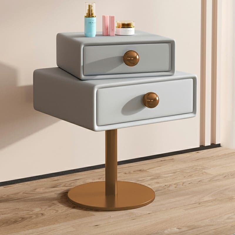 Modern Faux Leather Drawer Storage Nightstand in Narrow for Bedroom - image 5