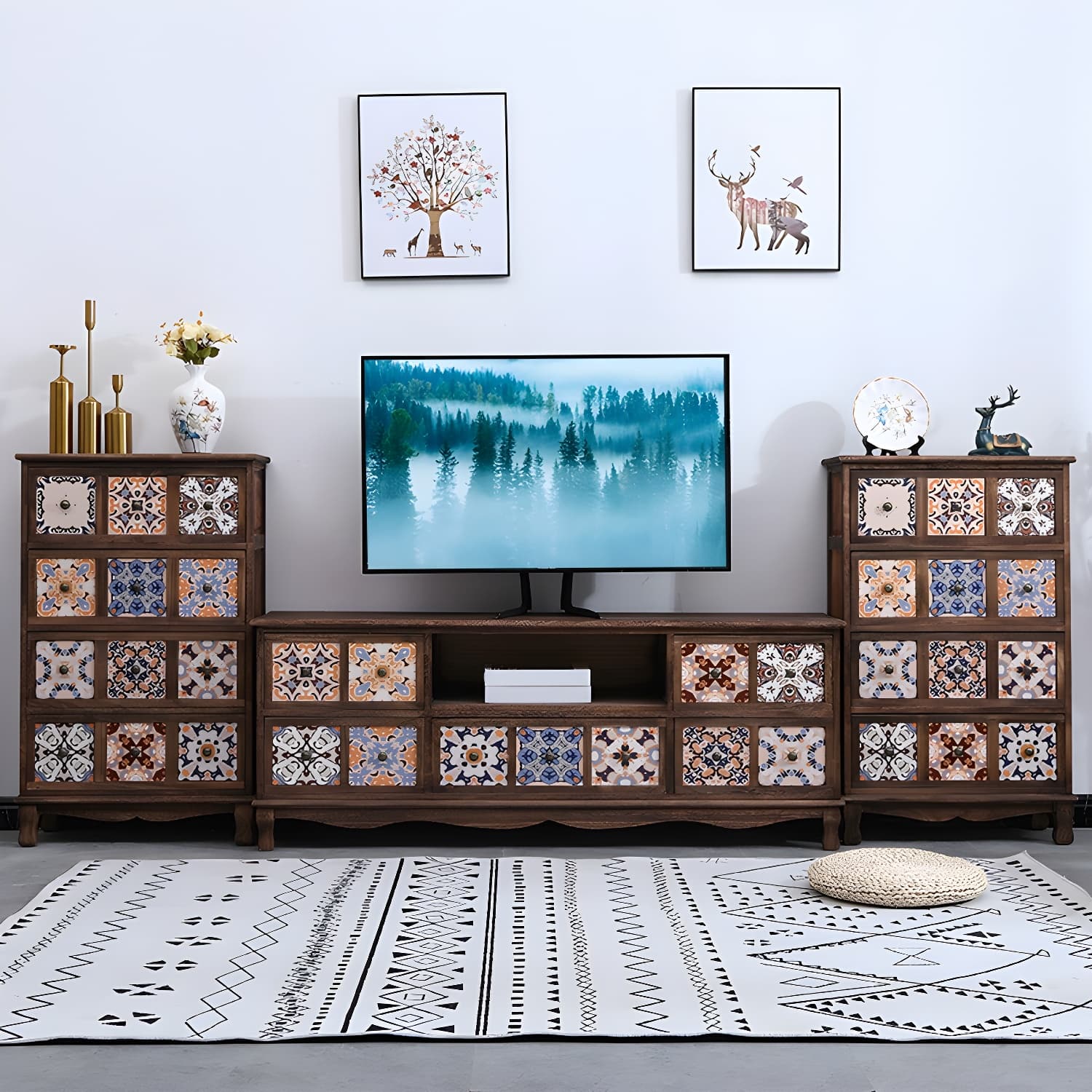 Mid-century Modern 22.83"H Solid Wood TV Media Console with Drawers - image 13