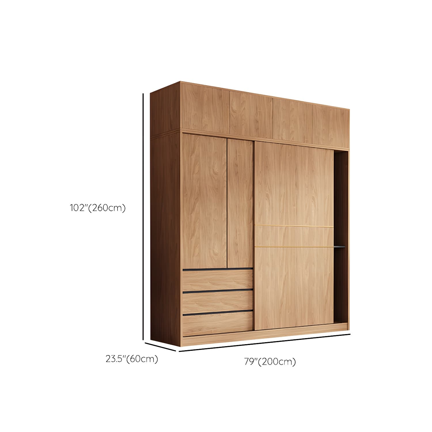 Contemporary Wood Wardrobe Armoire Freestanding Adjustable Shelves Wardrobe with Drawers - image 24