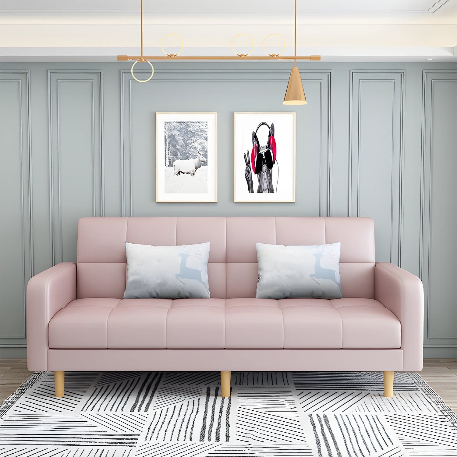 Convertible Biscuit Back Sofa Bed 32.28"High Square Arm Sofa for Apartment - image 11