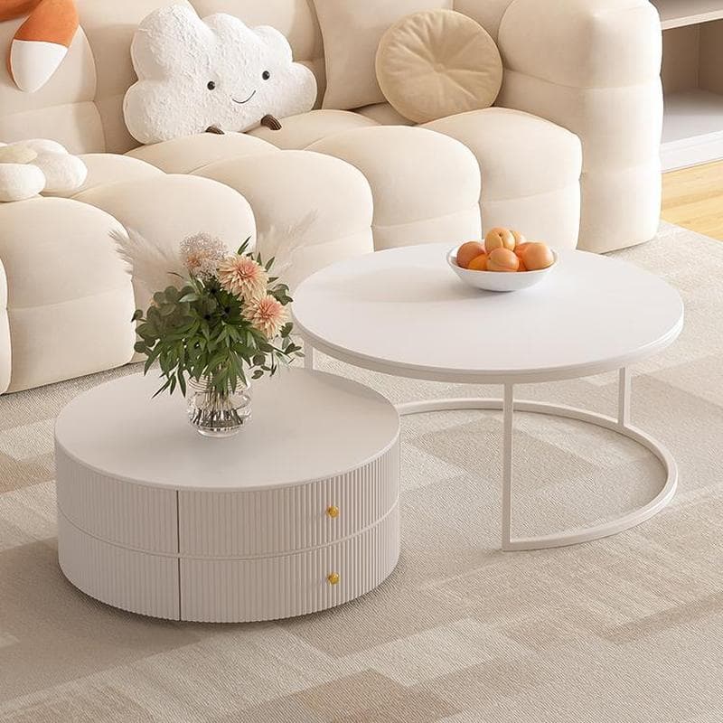 Round Coffee Table - Modern Style, Standard Size, Non-Upholstered, 2 Drawers, Scratch Resistant - image 4
