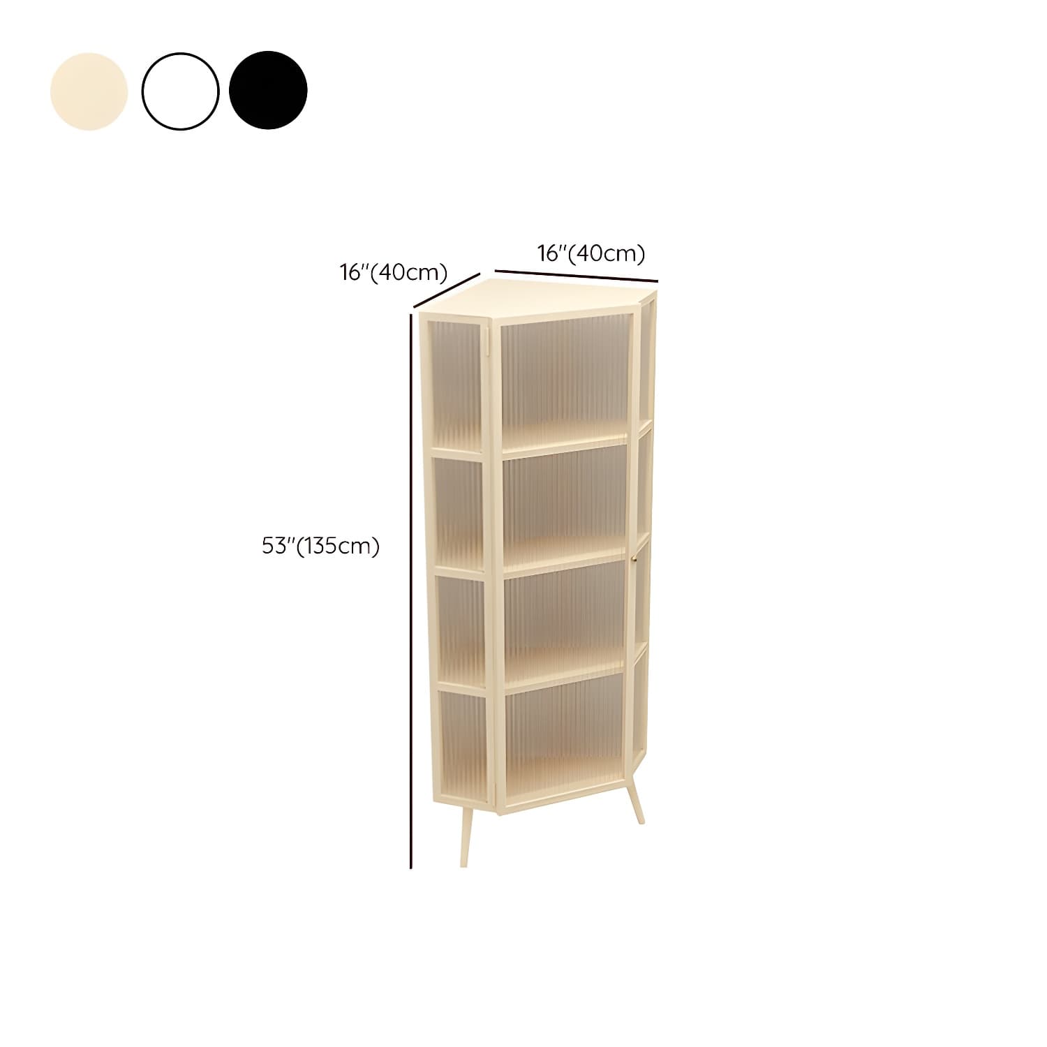 40cm Corner Modern Accent Cabinet with Glass Doors and Iron Base - image 13