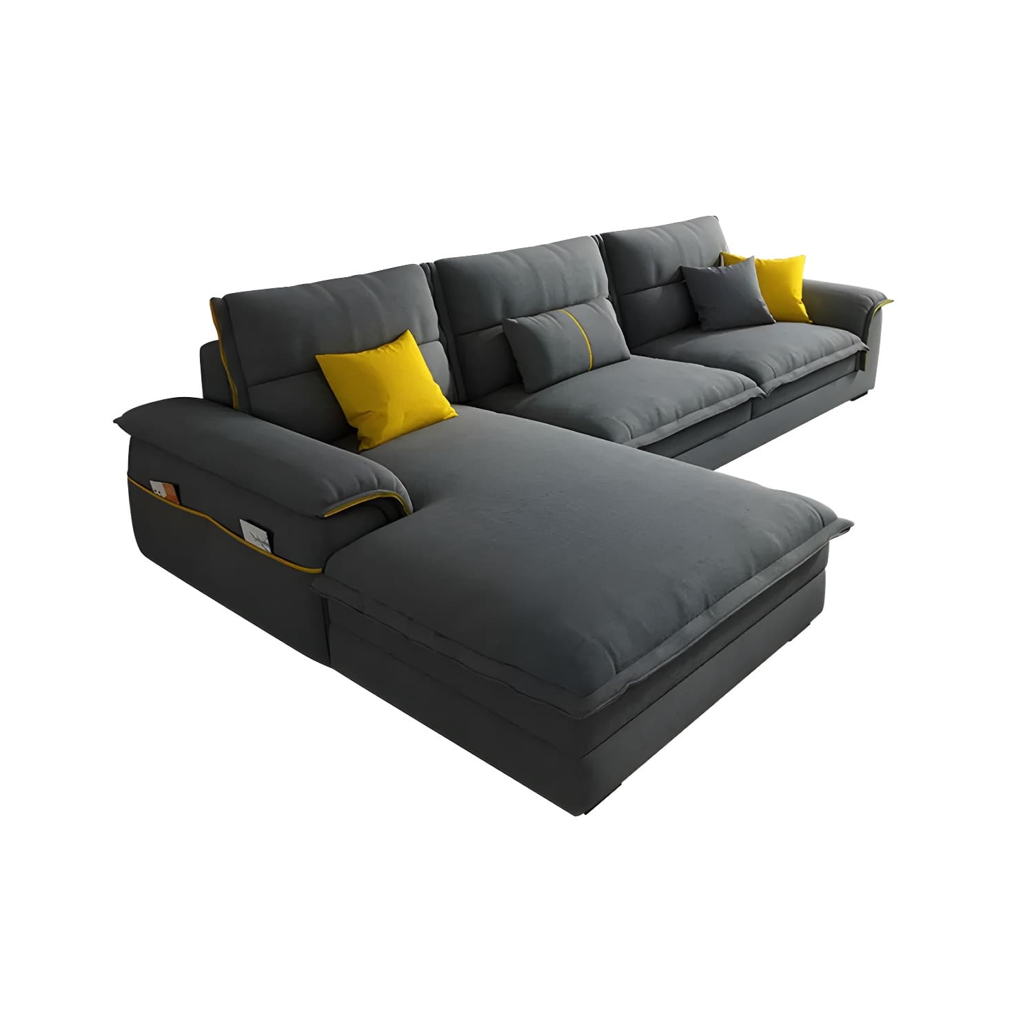 Modern Gray Cotton and Linen Sectional Sofa with Wood Frame and Storage Included - image 14
